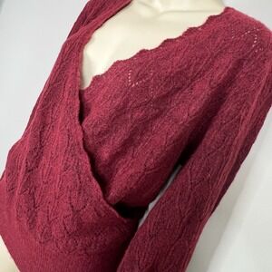 Old Navy Wrap Sweater Wool blend Women S Burgundy Feminine knit Ballet Wrap Cozy